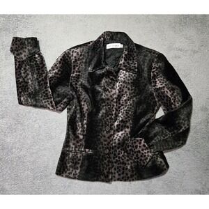 Body Action Design Jeffrey Halper Women's Blazer Size S Animal Print Faux Fur